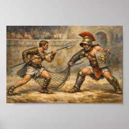 Poster Batalha Épica de Gladiadores Romanos Inimigos Trad