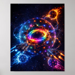 Poster Batalha Espacial de Ficção Científica Perto do Núc