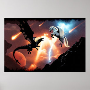 Poster Batalha no Espaço Exterior - Dragão e Pegasus