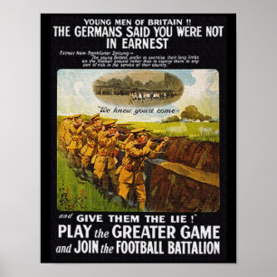 Póster Batalhão britânico do futebol do vintage WW1