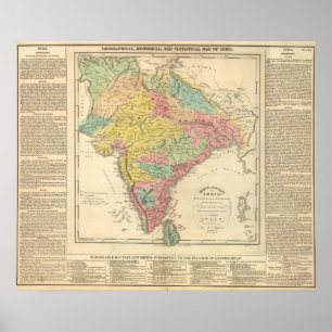 Póster Batalhas de India e mapa de Seiges Chonology