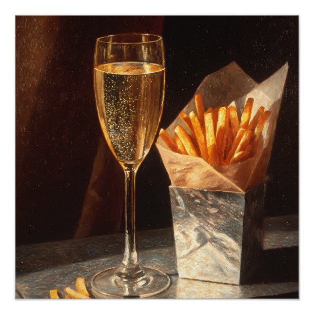 Póster Batata frita e champanhe (Frente)