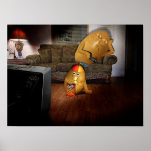 Poster Batatas de sofá com o pai dormindo no sofá