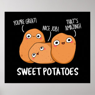Poster Batatas doces Comida engraçada Arma Escuro BG