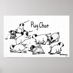 Póster Bate-papo do Pug (com pugs pretos)