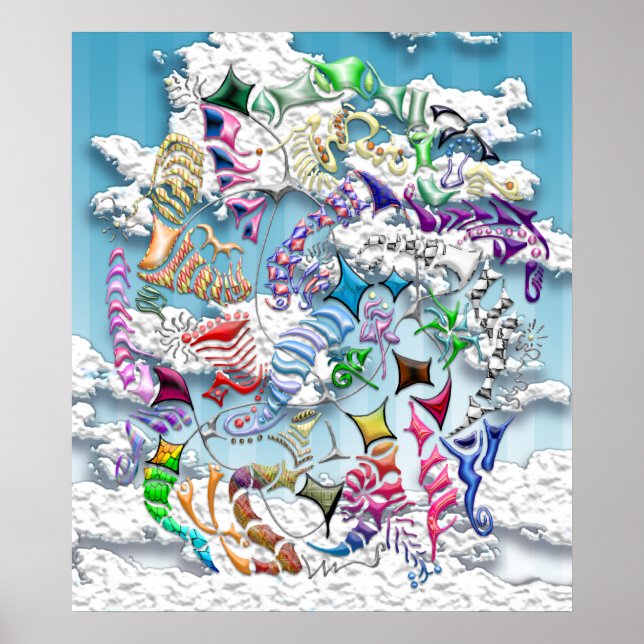 Poster Batendo pipas — Azul (Frente)