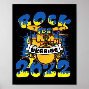 Poster Bateria Rock For Ukraine Instrumento Conjunto Band