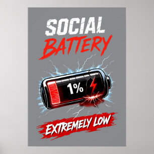 Poster Bateria Social Extremamente Baixa – Introvertido E