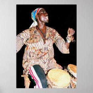 Póster Baterista em Banjul, o Gambia, África ocidental