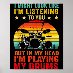 Poster Bateristas Engraçados Homens Mulheres Linha de Bat