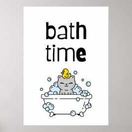 Poster Bath Time Cute Kawaii Bathtub