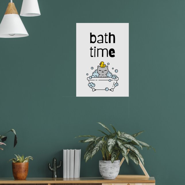 Poster Bath Time Cute Kawaii Bathtub (Sala de Estar 1)