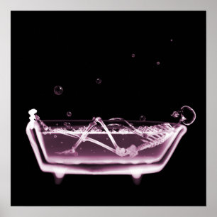 PÓSTER BATH TUB X-RAY VISION SKELETON - PINK