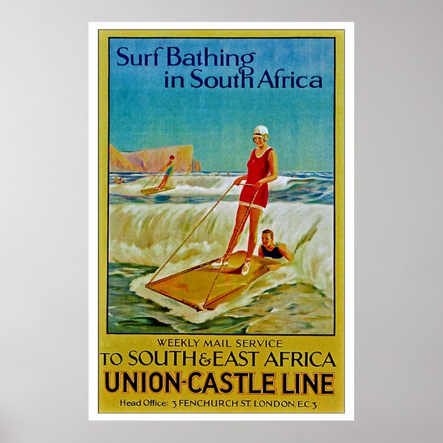 Poster Bathing surf na África do Sul (Frente)