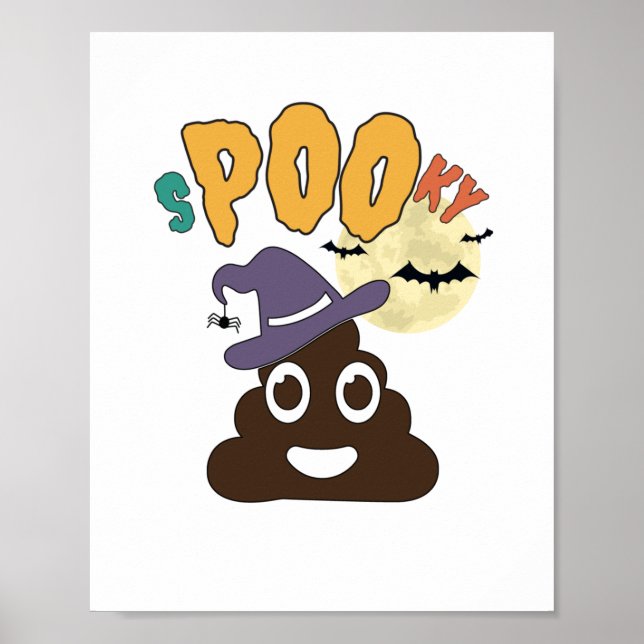 Poster Bathroom engraçado Halloween Spooky Poo Design (Frente)