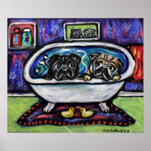 Poster Bathtime do Pug