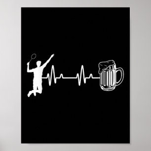 Poster Batida Cardíaca Ecg Jogador De Badminton Esportes 