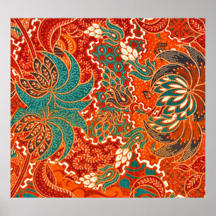 Poster Batik Malaio: Belo Padrão de Arte.