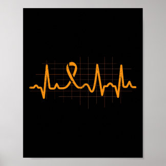 Poster Batimento Cardíaco Laranja Leucemia Sensibilização
