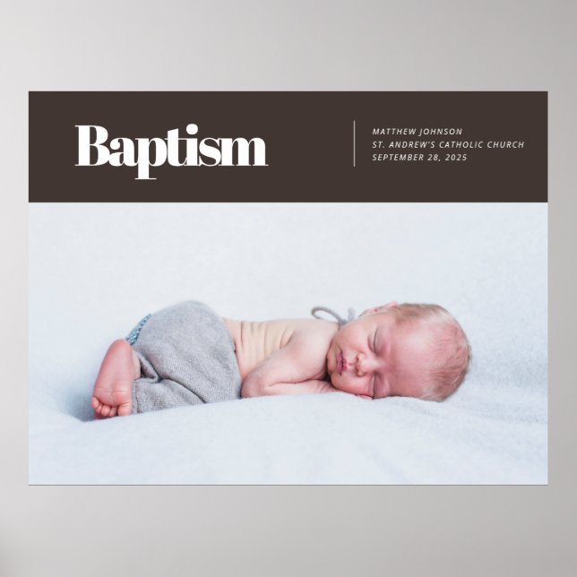 Poster Batismal de Foto Moderno e Simples (Frente)