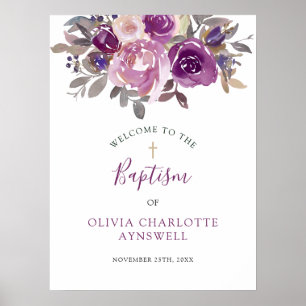 Poster Batismo Boas-vindas à Dusty Mauve Purple Blush Bot