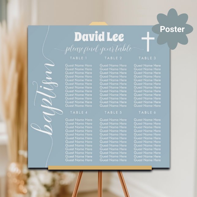 Poster Batismo Cruz Branca com Mesa Azul 6 (Criador carregado)