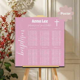 Poster Batismo Cruz Branca com Mesa Rosa 6 Dusty Sentada