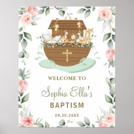Poster Batismo de Ark Girl do Noah Floral Rosa