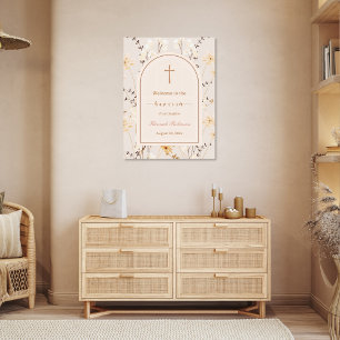 Poster Batismo de Flor Selvagem Elegante / Boas-vindas de