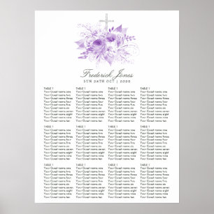 Poster Batismo Floral Lilac e Silver ou Christening