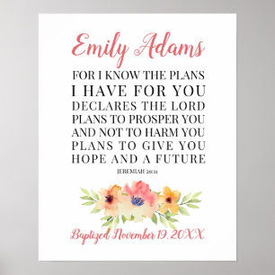 Poster Batismo Personalizado Imprimível, Jeremiah 29:11