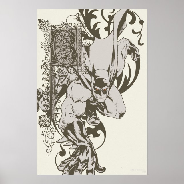 Poster Batman e Letra B Decortada (Frente)