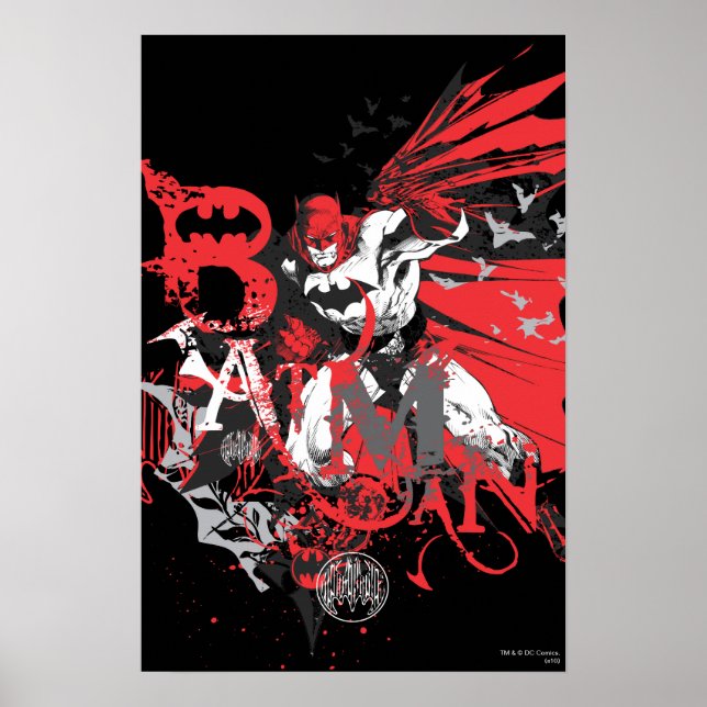 Poster Batman Red and Black Collage (Frente)