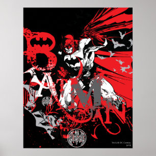 Póster Batman Red and Black Collage