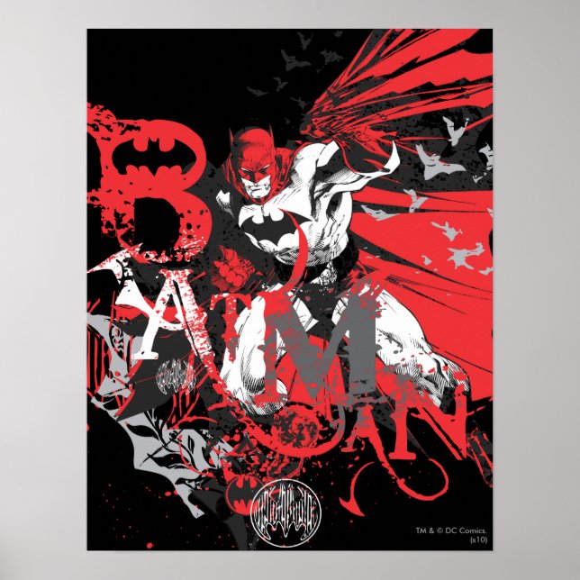 Póster Batman Red and Black Collage (Frente)