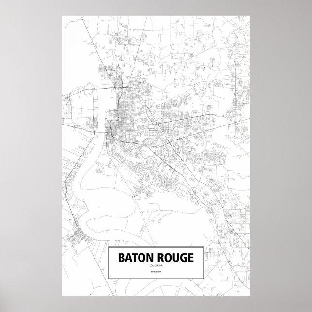 Poster Baton Rouge, Louisiana (preto no branco) (Frente)