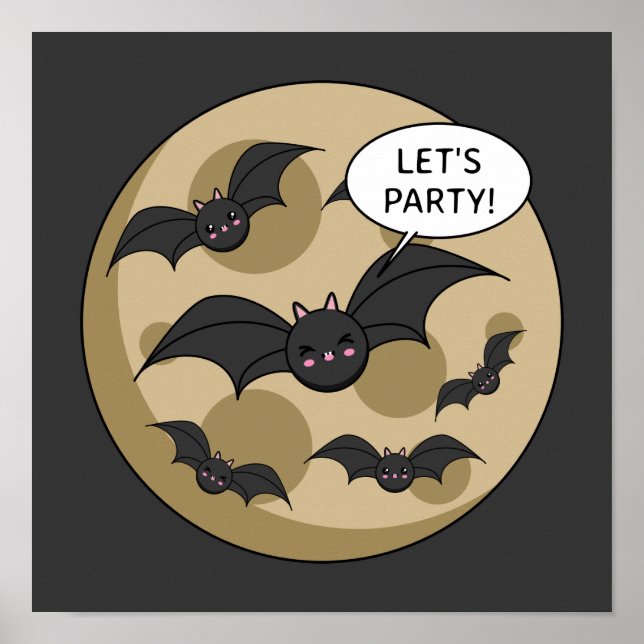 Poster Bats com festa na lua cheia (Frente)