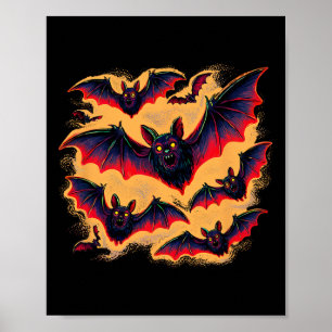 Poster Bats Voando Halloween Cachorro Noturno Assustador