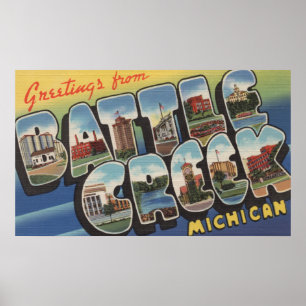 Poster Batten Creek, Michigan - Large Letter Scenes