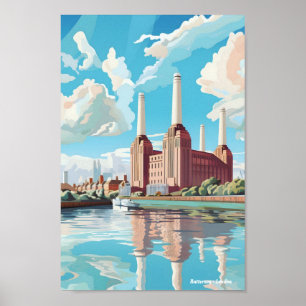 Poster Battersea London England Viagens vintage