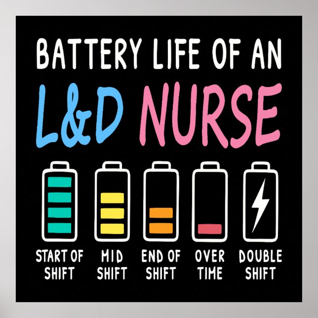 Poster Battery life of an L&D nurse humor chart (Frente)