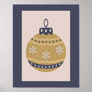 Poster Bauble Dourado e Azul
