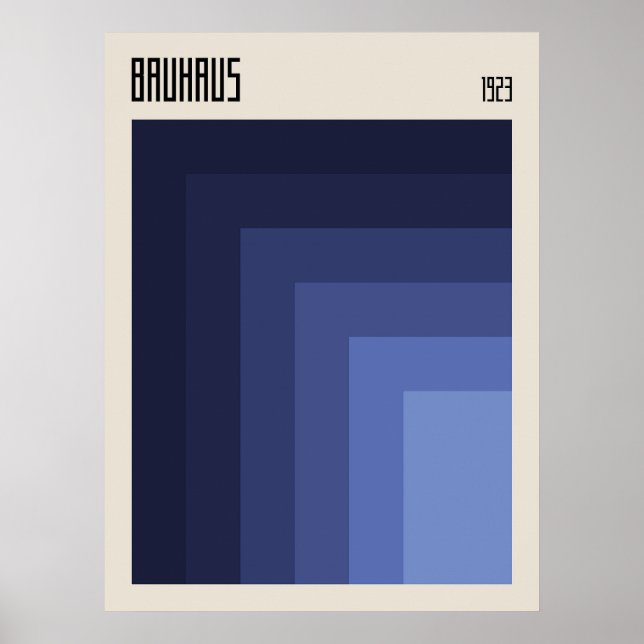 Poster Bauhaus 1923 | Design de retrô | Sombras Azuis (Frente)