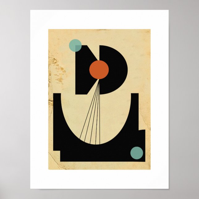 Póster Bauhaus Abstrato nº 6 original (Frente)