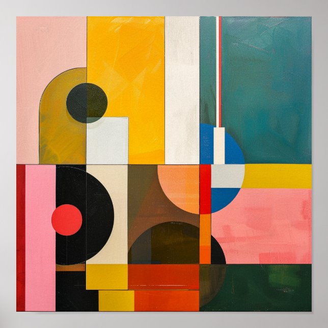 Poster bauhaus arte abstrato colorida moderna (Frente)