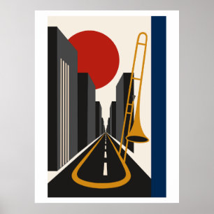 Poster Bauhaus Cidade & Arte de Trombone Jazz Urbano Mi
