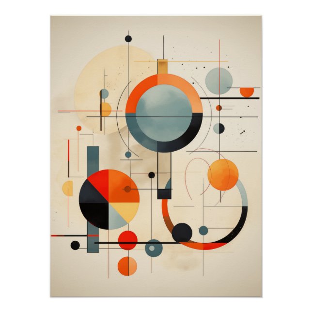Póster Bauhaus Geometric Abstract Composition (Frente)