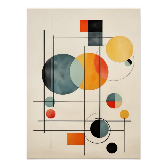 Póster Bauhaus Geometric Abstract Composition (Frente)
