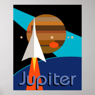 Póster bauhaus rocket space art deco meio século