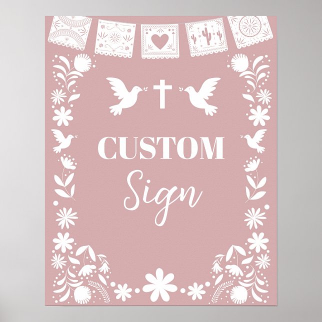 Poster BAUTIZO Rosa Cielito Lindo (Frente)